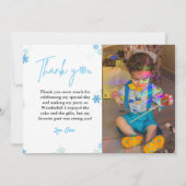 冬のスノーフレーク誕生日写真サンキューカード カード (正面)