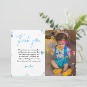 冬のスノーフレーク誕生日写真サンキューカード カード (スタンド正面)