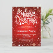 冬のスノーフレーク赤い白メリークリスマスパーティー 招待状 (スタンド正面)