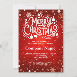 冬のスノーフレーク赤い白メリークリスマスパーティー 招待状