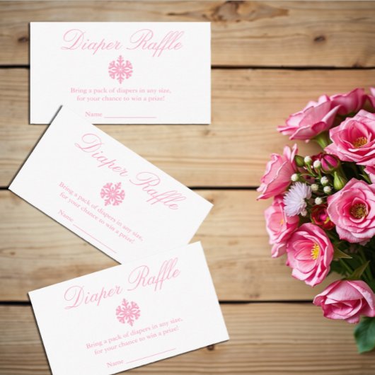 冬のスノーフレーク赤ちゃんシャワーおむつラッフルカード エンクロージャーカード