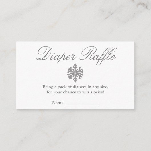 冬のスノーフレーク赤ちゃんシャワーおむつラッフルカード エンクロージャーカード (正面)