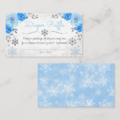 冬のスノーフレーク赤ちゃんシャワーおむつラッフルカード エンクロージャーカード (正面/裏面)