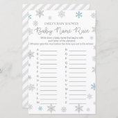 冬のスノーフレーク赤ちゃんシャワーゲーム印刷 (正面/裏面)