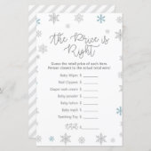冬のスノーフレーク赤ちゃんシャワーゲーム印刷 (正面/裏面)