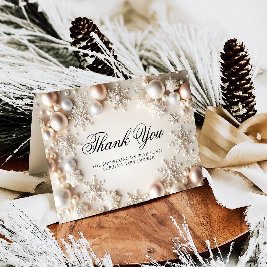 冬のスノーフレーク赤ちゃんシャワーサンキューカード サンキューカード