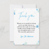 冬のスノーフレーク赤ちゃんシャワーサンキューカード 招待状 (正面)