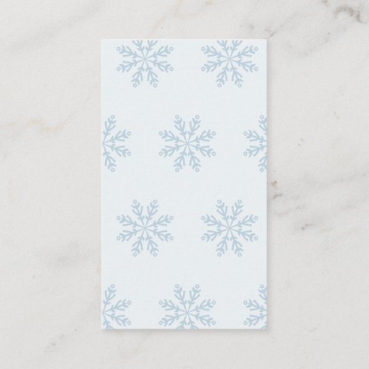 冬のスノーフレーク赤ちゃんシャワーブックベビーカード エンクロージャーカード (裏面)