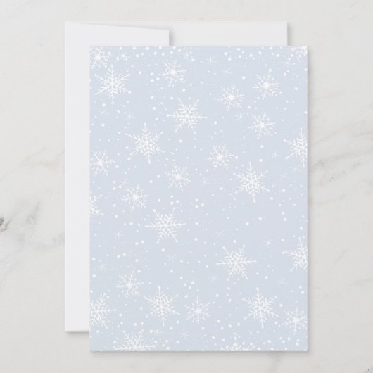 冬のスノーフレーク赤ちゃんシャワーブランチの黒板 招待状 (裏面)