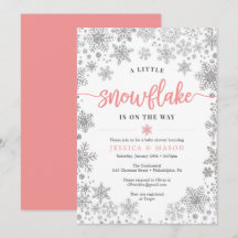 冬のスノーフレーク赤ちゃんシャワー招待状カード