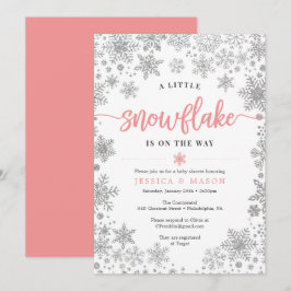 冬のスノーフレーク赤ちゃんシャワー招待状カード プログラム