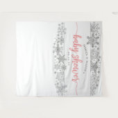 冬のスノーフレーク赤ちゃんシャワー背景フォトブース タペストリー (正面(横))