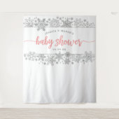 冬のスノーフレーク赤ちゃんシャワー背景フォトブース タペストリー (正面)