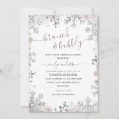 冬のスノーフレーク赤面シルバーブランチと泡立ち 招待状 (正面)