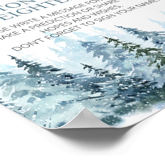 冬のスノーフレーク鹿誕生日タイムカプセルサイン ポスター (角)