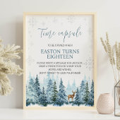 冬のスノーフレーク鹿誕生日タイムカプセルサイン ポスター