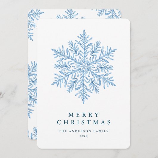 冬のスノーフレーク・クリスマス シーズンカード (正面/裏面)