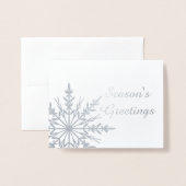 冬のスノーフレーク・シーズンのグリーティングクリスマス 箔カード (封筒付き正面)