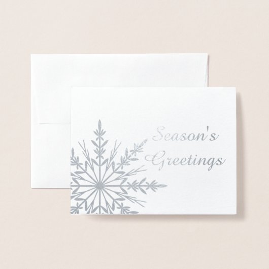 冬のスノーフレーク・シーズンのグリーティングクリスマス 箔カード (封筒付き正面)
