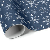 冬のスノーフレーク·ネービー·ブルー ラッピングペーパー (ロールコーナー)