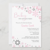 冬のスノーフレーク·ベビーシャワー招待状が少女向け 招待状 (正面)