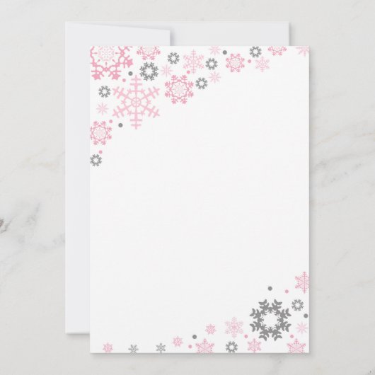 冬のスノーフレーク·ベビーシャワー招待状が少女向け 招待状 (裏面)