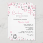 冬のスノーフレーク·ベビーシャワー招待状が少女向け 招待状 (正面/裏面)