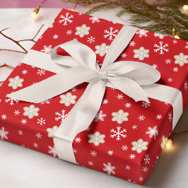 冬のスノーフレークCookie赤いクリスマスホリデー ラッピングペーパー