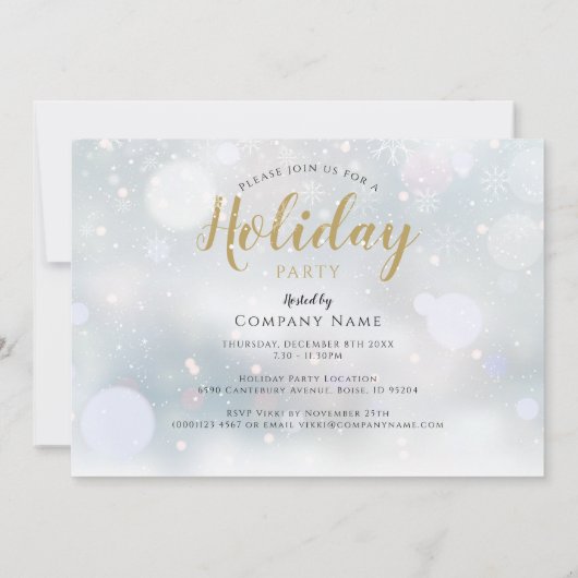 冬のスノーフレー企業のクスホリデーパーティ 招待状 (裏面)