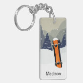 冬のスノーボードの名前をカスタムするのキーホルダー キーホルダー (正面左)