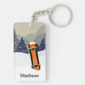 冬のスノーボードの名前をカスタムするのキーホルダー キーホルダー (裏面)