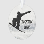 冬のスノーボード名前をカスタムすると日付 オーナメント (正面)