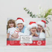 冬のスノ赤と白ーフレークフォトホリデーカード シーズンカード (スタンド正面)