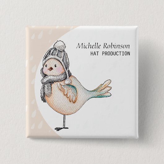 冬のスパローハット製モノグラムの品 缶バッジ (正面)