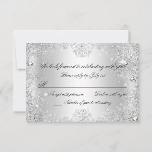 冬のスパークルスノーフレークブルースウィート16 RSVP (裏面)