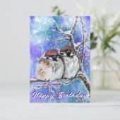 冬のスパーズのカップル誕生日カード絵画- カード (スタンド正面)