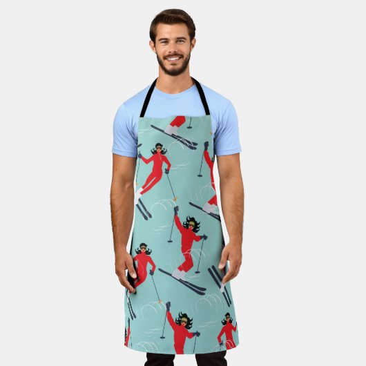 冬のスポーツは継ぎ目のない模様です。若くて美しい女 エプロン (着用した状態)