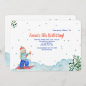 冬のスポーツをする女の子のパーティー招待状 招待状 (正面/裏面)