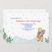 冬のスポーツをする少年の誕生日招待状 招待状 (正面/裏面)