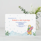 冬のスポーツをする少年の誕生日招待状 招待状 (スタンド正面)