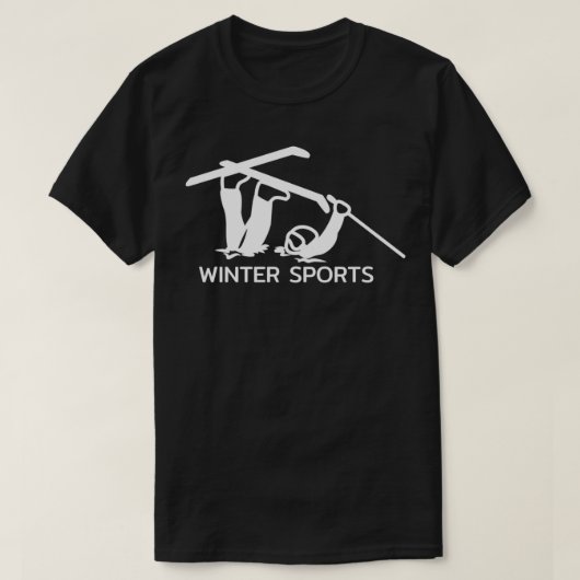 冬のスポーツスキーゲレンデ雪ギフト山 Tシャツ (デザイン正面)