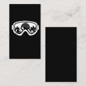 冬のスポーツスキースノーボード，雪景色のゴーグル 名刺 (正面/裏面)