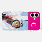 冬のスポーツ写真 モノグラム入り ホットピンク Case-Mate iPhoneケース (裏面 (横))