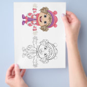 冬のスーツのカラーリングページのかわいい漫画 チラシ (手)