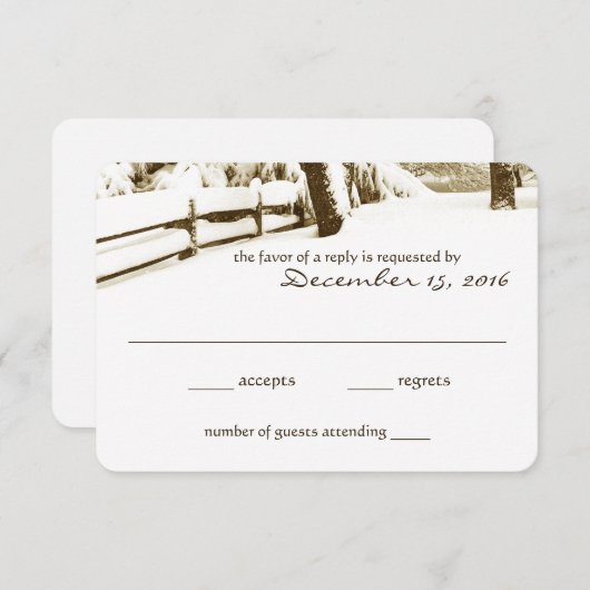 冬のセレニティ結婚の応答カード 出欠カード (正面/裏面)