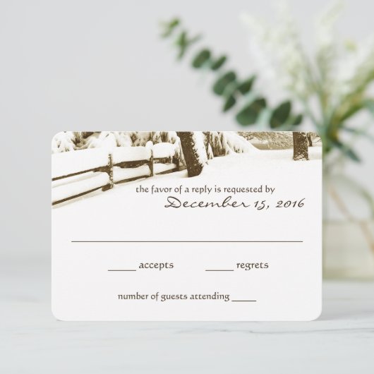 冬のセレニティ結婚の応答カード 出欠カード (スタンド正面)