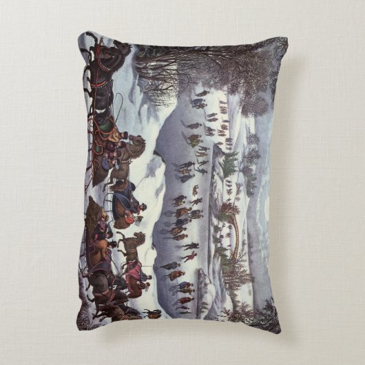 冬のセントラルパーク、ヴィンテージクリスマススリーツ アクセントクッション (裏面(縦))