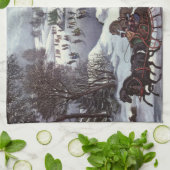 冬のセントラルパーク、ヴィンテージクリスマススリーツ キッチンタオル (折り畳み)