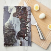 冬のセントラルパーク、ヴィンテージクリスマススリーツ キッチンタオル (四つ折り)