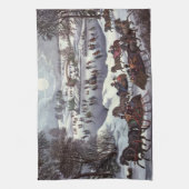 冬のセントラルパーク、ヴィンテージクリスマススリーツ キッチンタオル (縦)